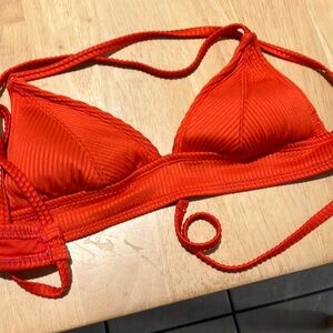 Xhilaration Orange Ribbed Bikini Top with Adjustable Straps